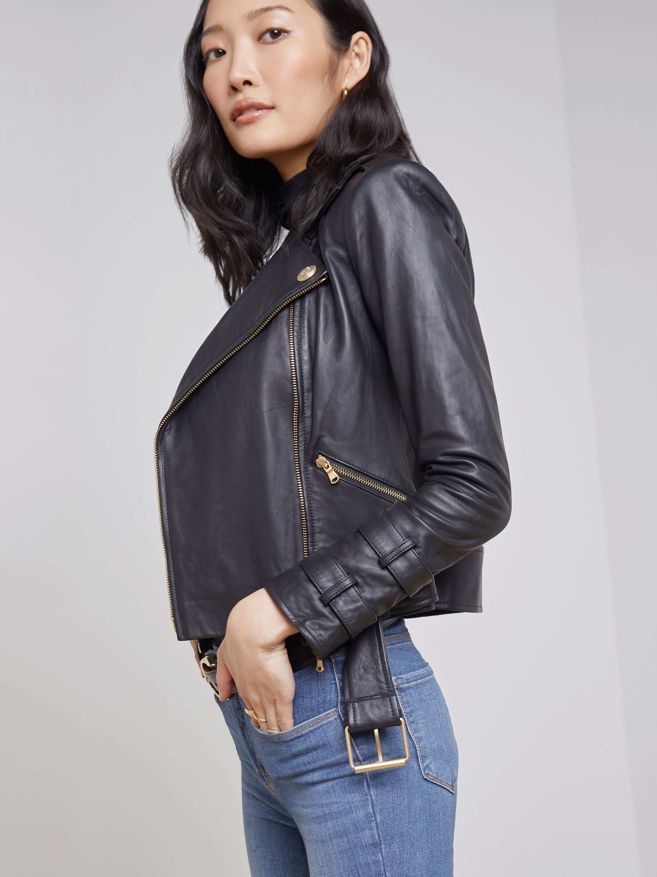 Billie Belted Leather Jacket - Image 4