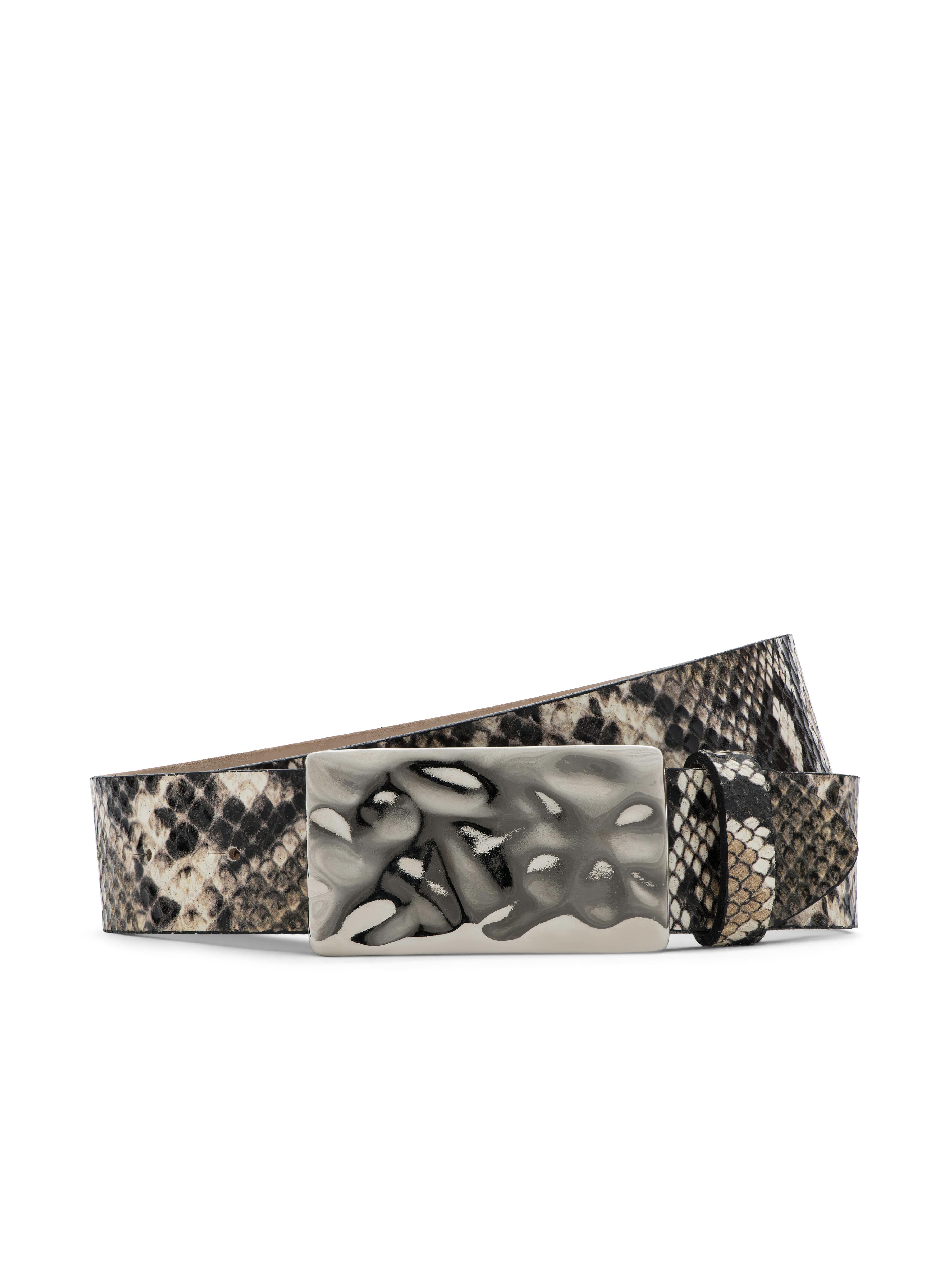 Chara Snake-Embossed Leather Belt