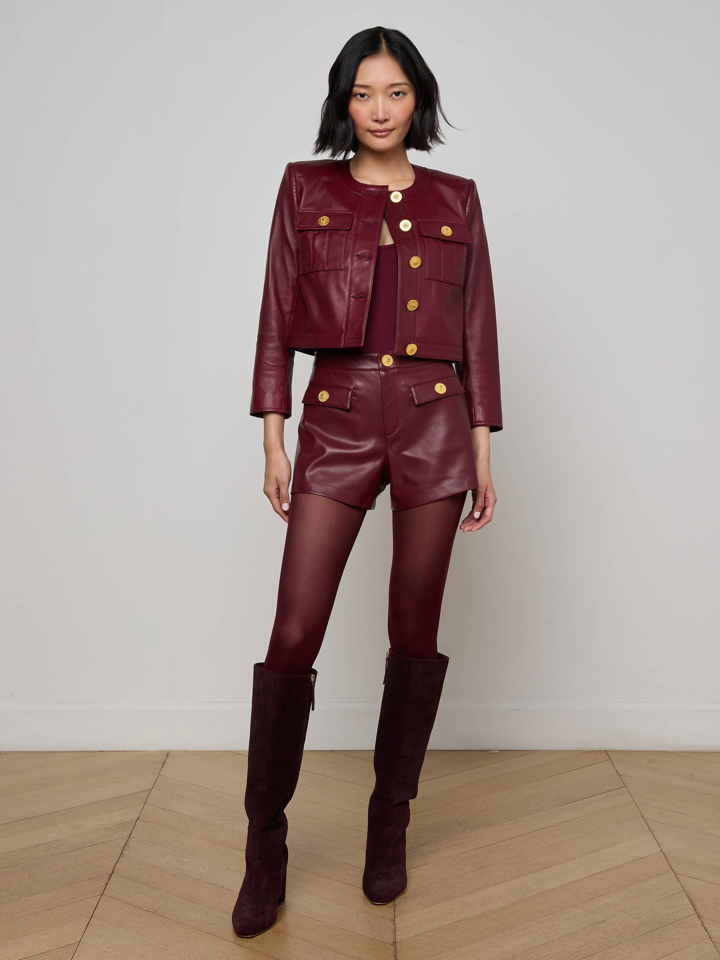 Deidra Cropped Leather Jacket - Image 3