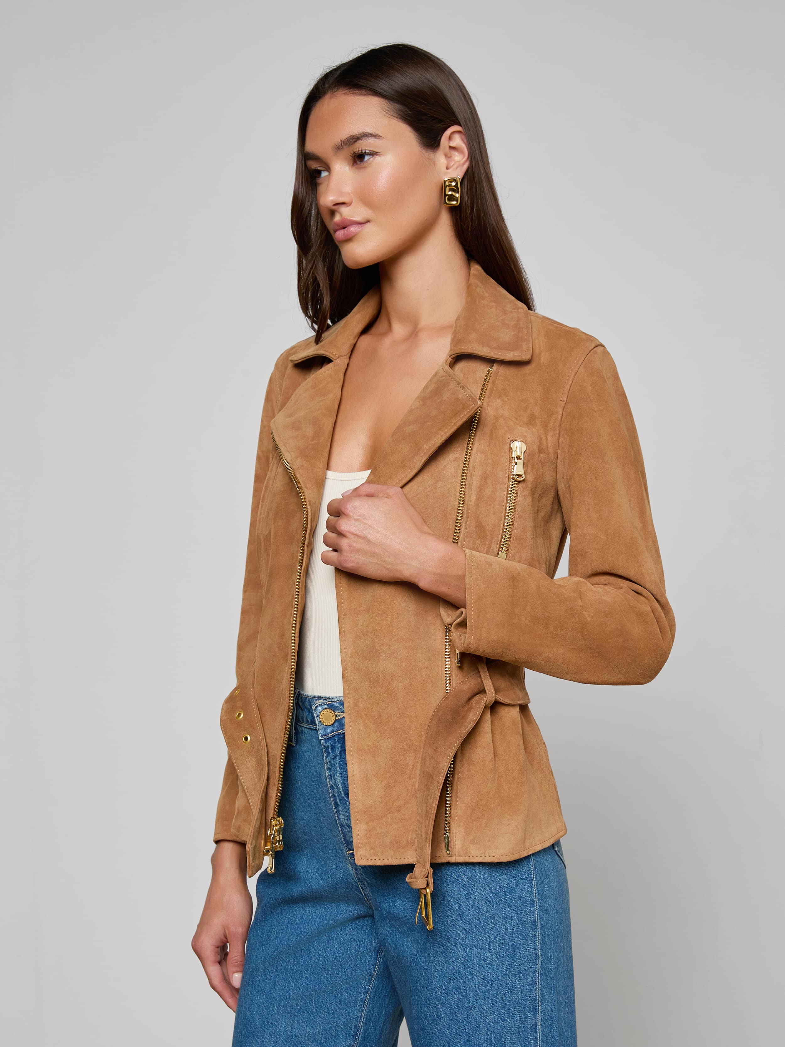 Dinah Suede Biker Jacket - Image 3
