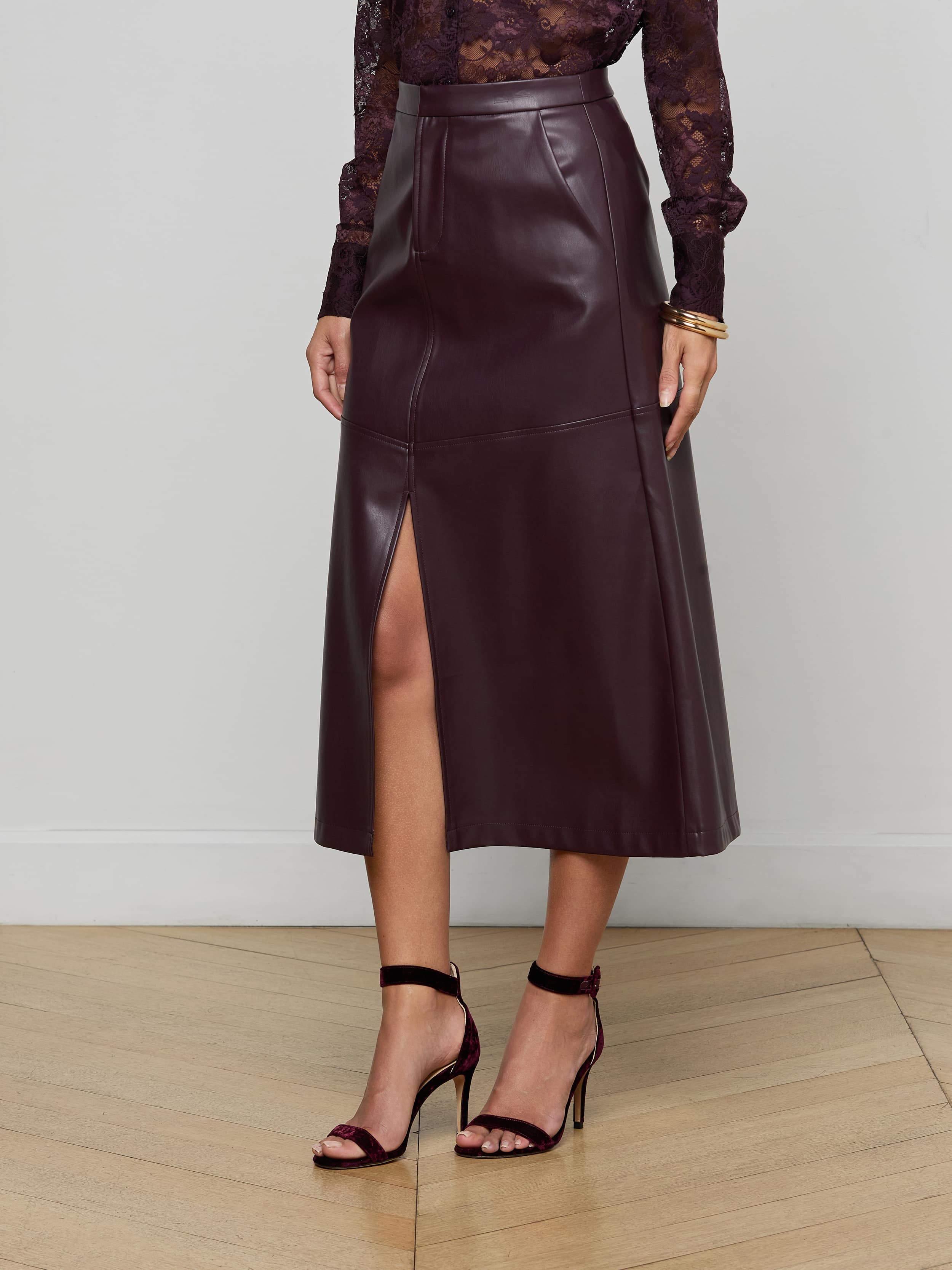 Robyn Vegan Leather Midi Skirt - Image 3