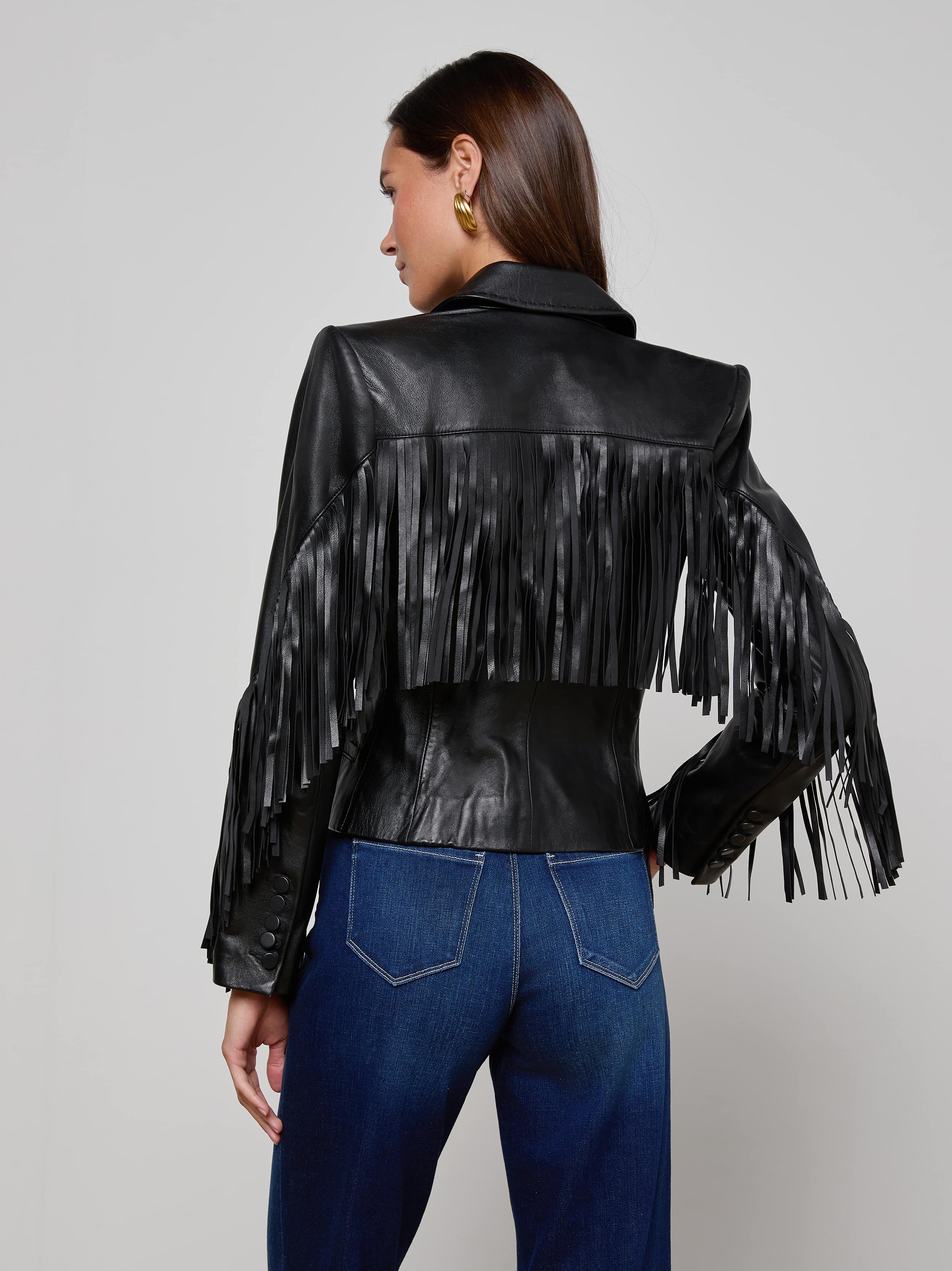 Vashti Fringed Leather Blazer - Image 4
