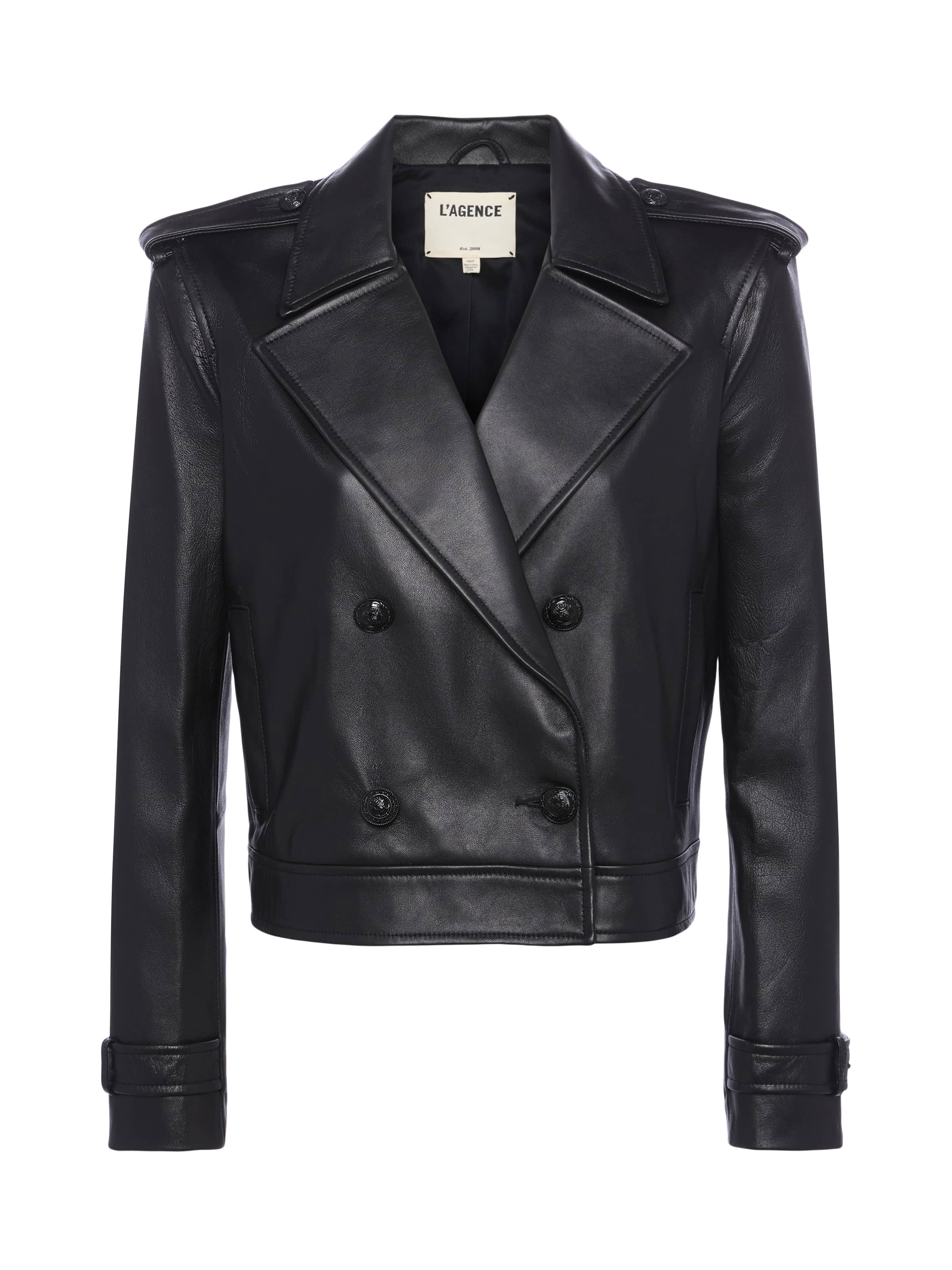 Xoey Cropped Leather Trench Coat - Image 9